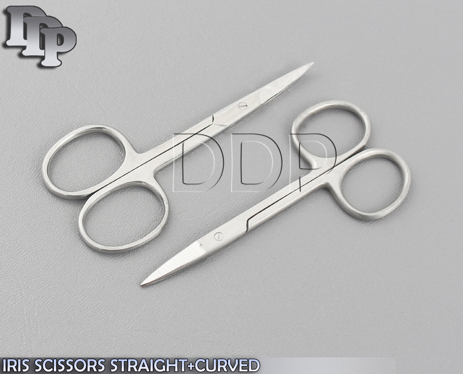 2 FINE POINT IRIS SCISSORS STRAIGHT+CURVED 3.5" MICRO SURGICAL