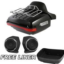King Trunk Top Rack Speakers Tail Light For Harley Touring Electra Glide 2014-Up