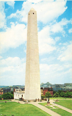 Chrom Postkarte Bunker Hill Monument aus Granit 221 Fuß hoch (0545)