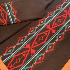 Vtg Pendleton SET Black Red Turquoise Knit Geometric Aztec Wool Shirt Skirt XL