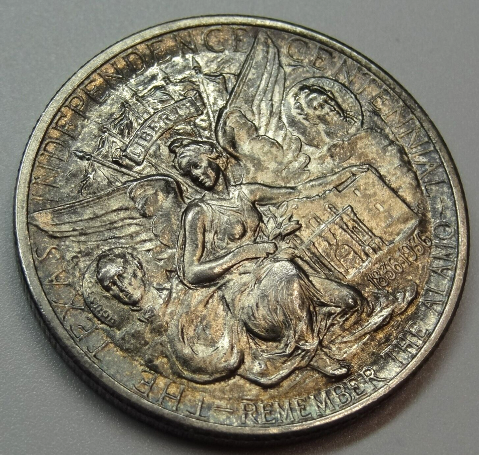 1934 Texas Half Dollar Commemorative Toned, Only 61,463 Minted Free
