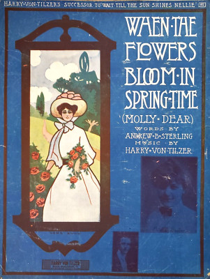 Sheet Music When the Flowers Bloom in Spring Time Molly Dear 1906 Von Tilzer