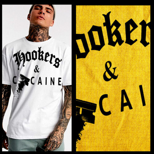 Urban Hip Hop T-Shirt Pablo Escobar Hookers and Cocaine Graphic Streetwear Tee - Afbeelding 1 van 1