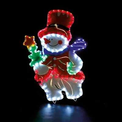 GARDEN MILE Christmas Snowman Rope Light LED Multicoloured Indoor Outdoor Decoration 84cm