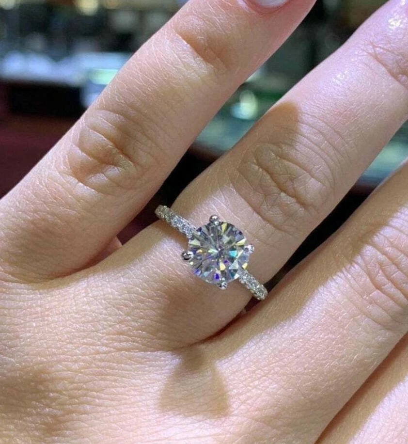 2 Carat Round Cut Solitaire Engagement Ring Four Prongs Promise