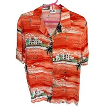 Vtg CLIO Hawaiian Shirt Made In USA Pearl Buttons Hotel Beach Palm Tree XL