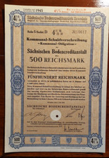 15628-CERTIFICATI-AZIONI, DRESDEN, SACHSISCHEN BODENCREDIT. 500 REICHSMARK, 1939