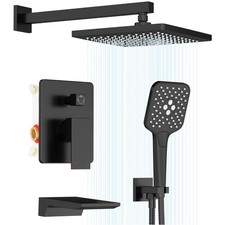Matte Black Shower System with High Pressure 10" Rain Head