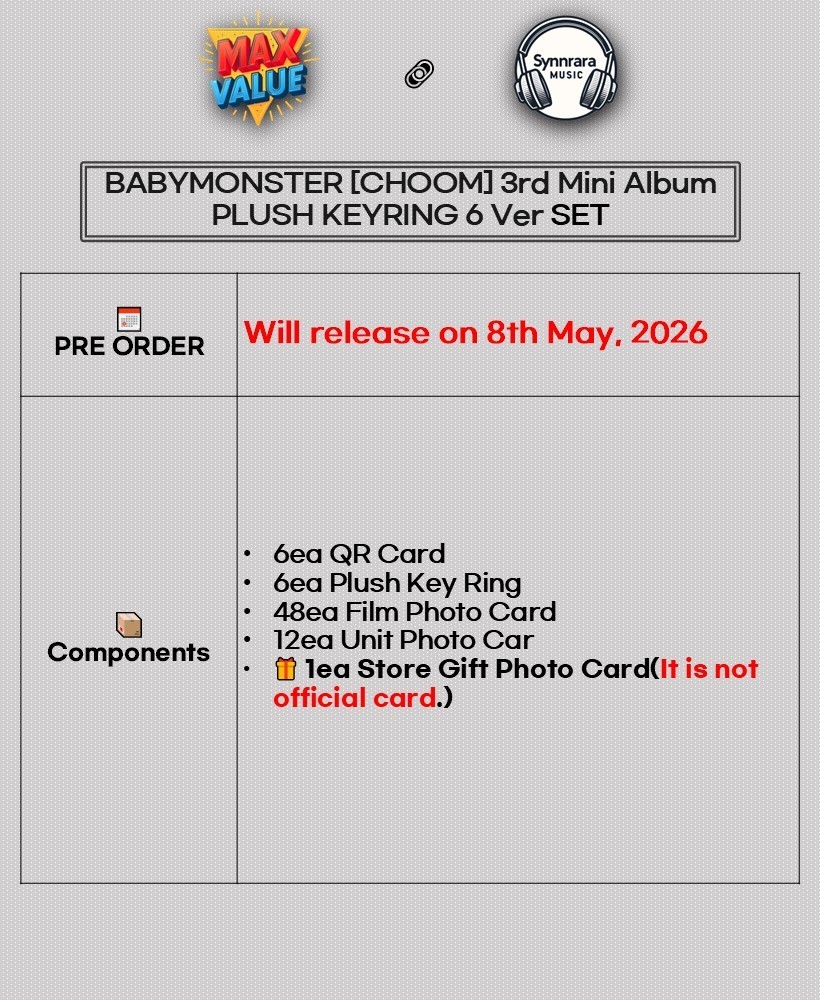 BABYMONSTER [CHOOM] 3rd Mini Album PLUSH KEYRING 6 Ver SET/6QR+