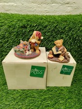 2 Russ Berrie Co Bears from the Past Resin Christmas Bears Figurine