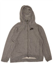 NIKE Womens Zip Hoodie Sweater UK 14 Medium Grey Cotton MM03