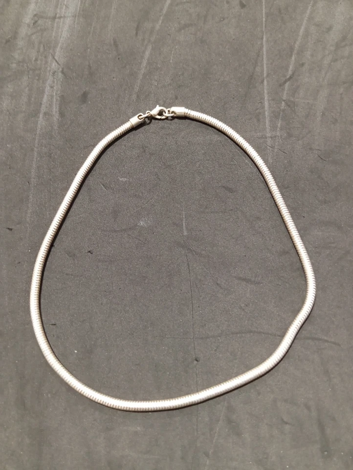 Collana Unisex Maglia Rigida Argento Vintage  - Immagine 2 di 4
