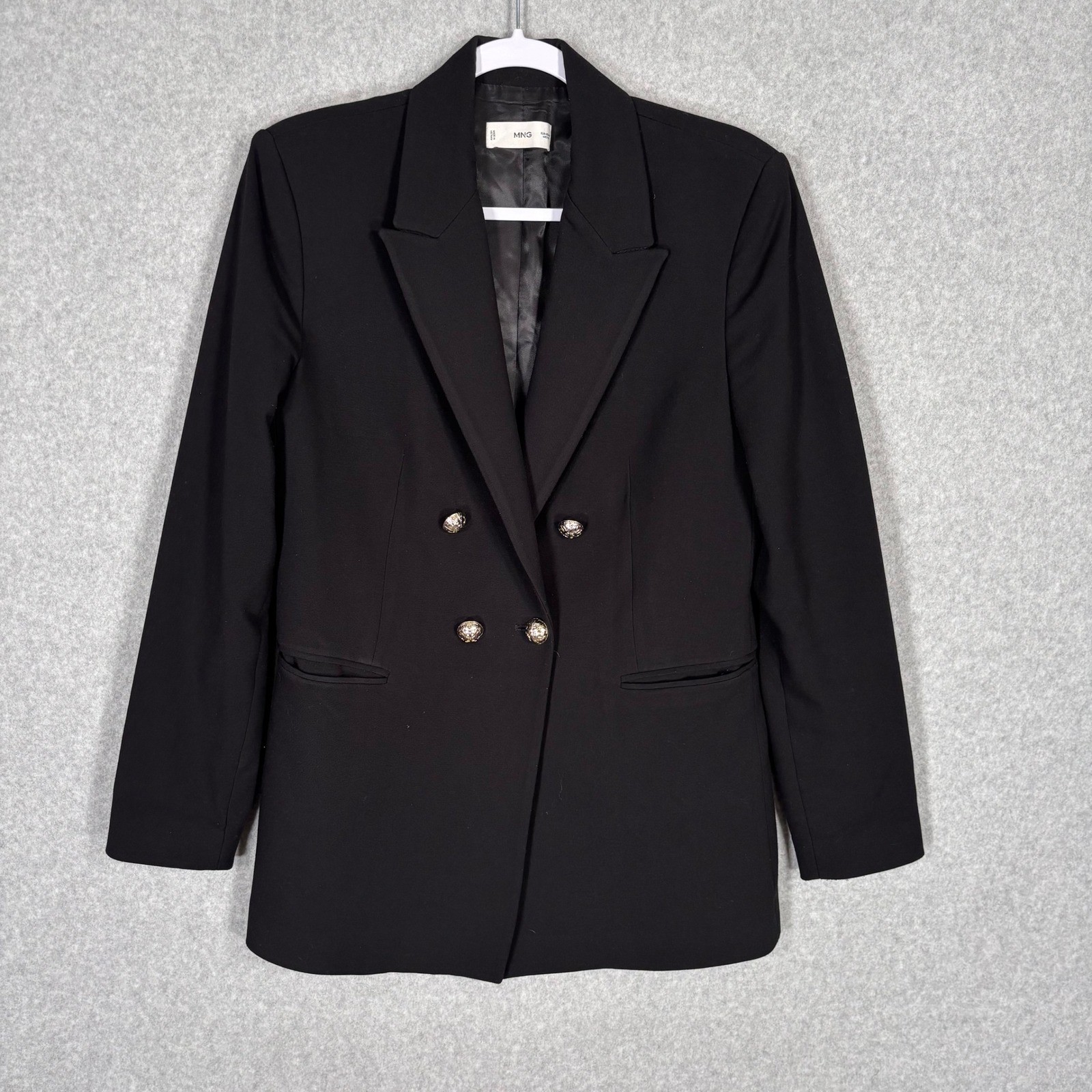 Mango MNG Double Breasted Blazer Medium Silver Buttons Oversized Masculine 90s