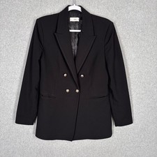 Mango MNG Double Breasted Blazer Medium Silver Buttons Oversized Masculine 90s