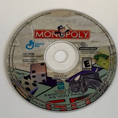Monopoly PC CD-ROM Windows 95/98 Infogrames Hasbro 2002 English Vintage Disc