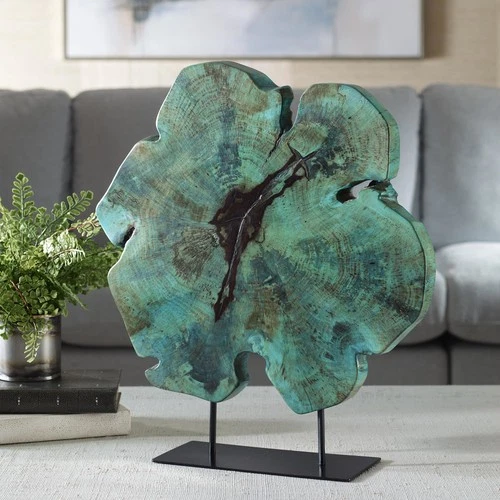 Uttermost 17125 Bahati Wood 22-13/16" Tall Metal and Wood - Black / Blue-Green - Picture 4 of 4