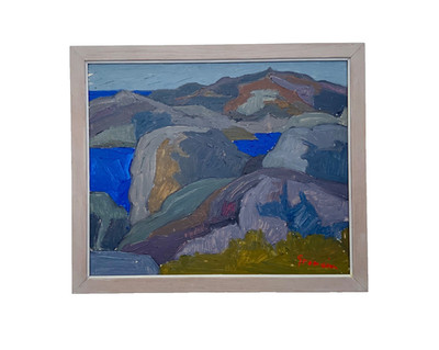 Vintage Landschaftsgemälde von Svan Grandin (1906-1982) ''Küste''