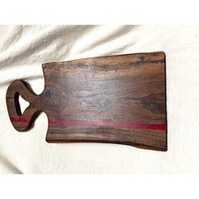 Handmade Artisan Live Edge Charcuterie Board Red Epoxy Inlay Hardwood 23  USA