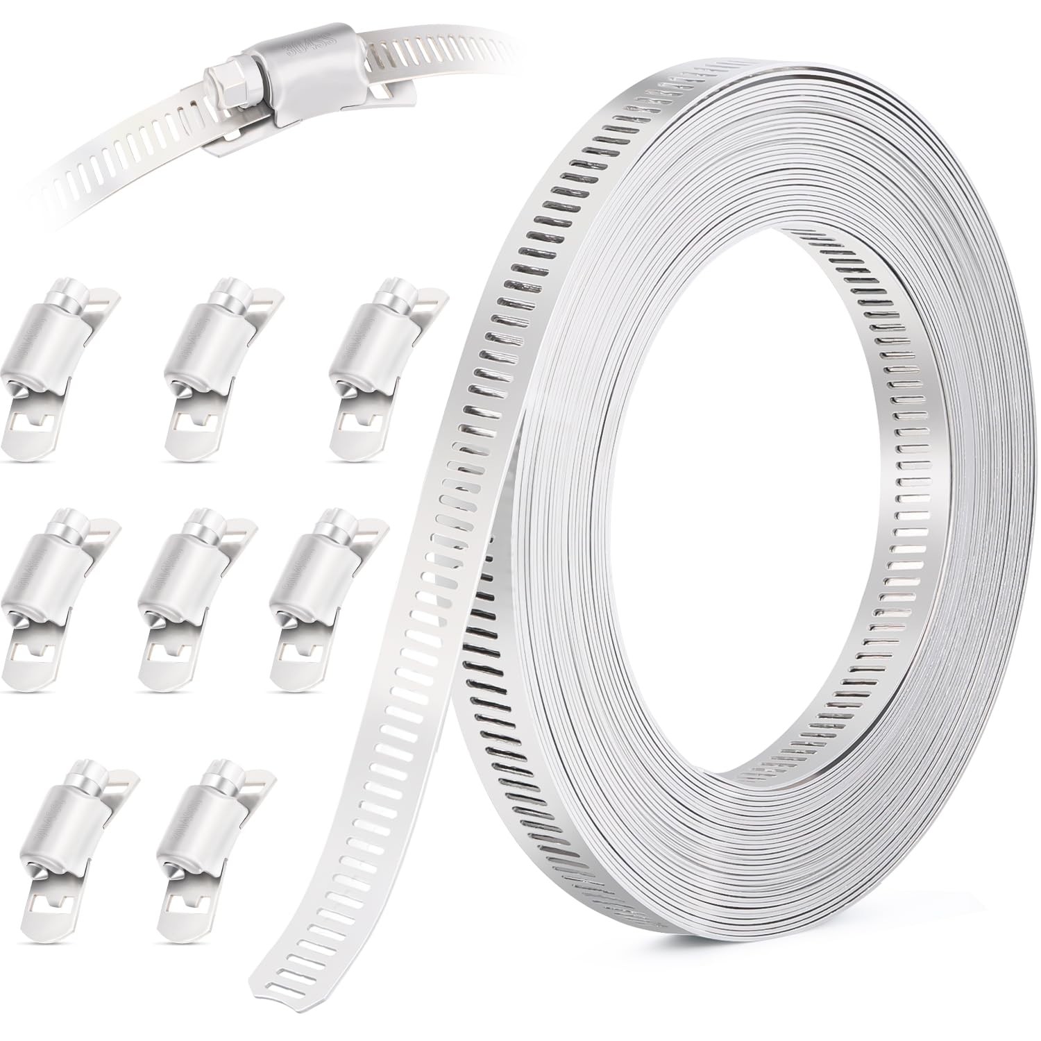 HeavyDuty 304 Stainless Steel Hose Clamps Assortment Kit for Ducting