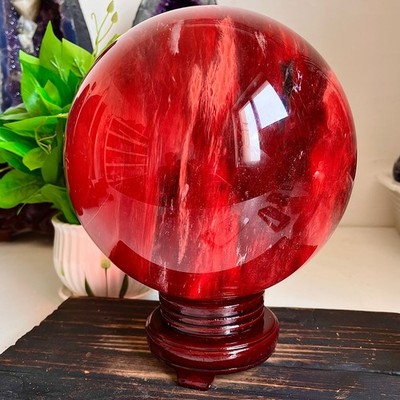 Natural Red melting stone crystal Ball Quartz Crystal