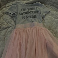 Zunie Girls Tutu Dress Gray Pink Glitter Waistband Short Sleeve Size 8