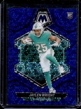2024 Panini Mosaic Jaylen Wright RC No Huddle Blue Prizm Rookie #/75 Dolphins