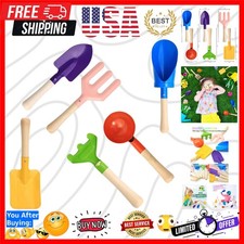 6 PCS 8" Kids Gardening Tools, Metal Beach Sandbox Digging Toys with Sturdy W...