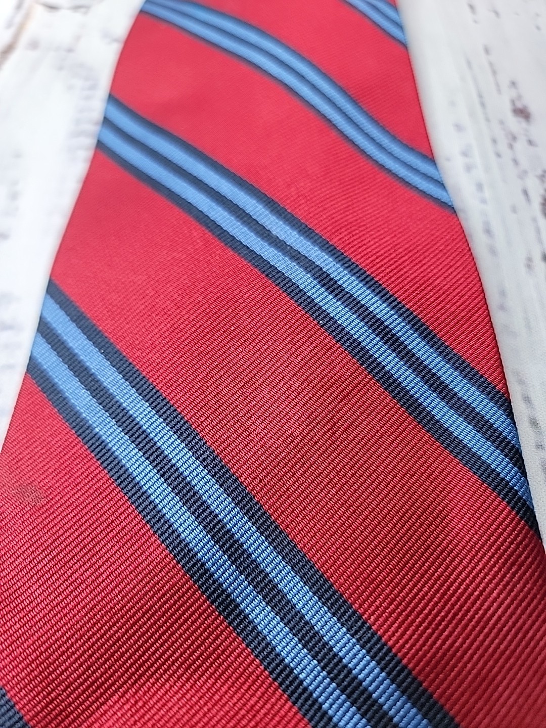 Brooks Brothers Maker Repp Tie Red with Blue Stripes Necktie Men's All Silk thumbnail 5
