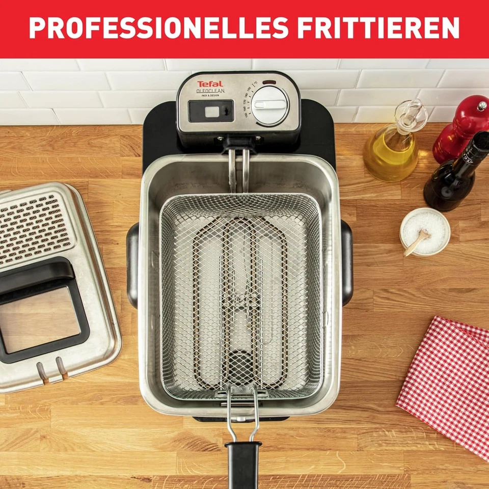 Tefal Oleoclean Pro Inox & Design Fritteuse, 2300W, Friteuse Schwarz - Bild 4 von 4