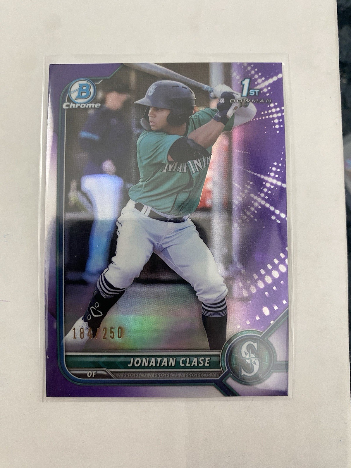 2022 Bowman - Chrome Prospects Jonatan Clase #BCP-118 Purple Refractor /250 (RC)