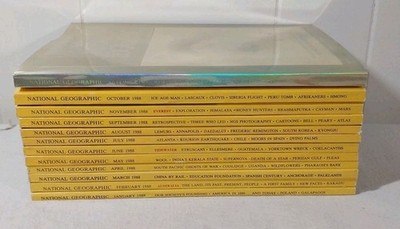 National Geographic 1988 Full Year, 12 Monthly Issues, Endangered Earth Holo Inc