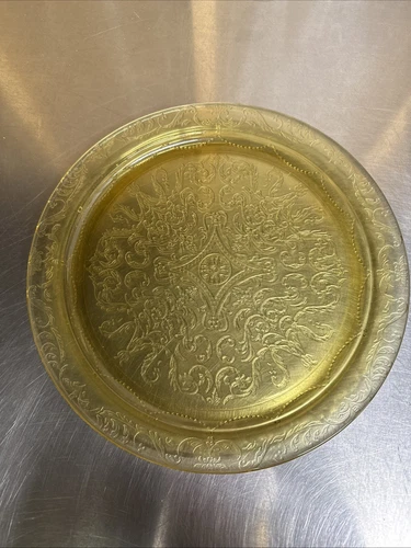 Madrid Platter Yellow Amber Depression Federal Glass 11.5" Serving Platter