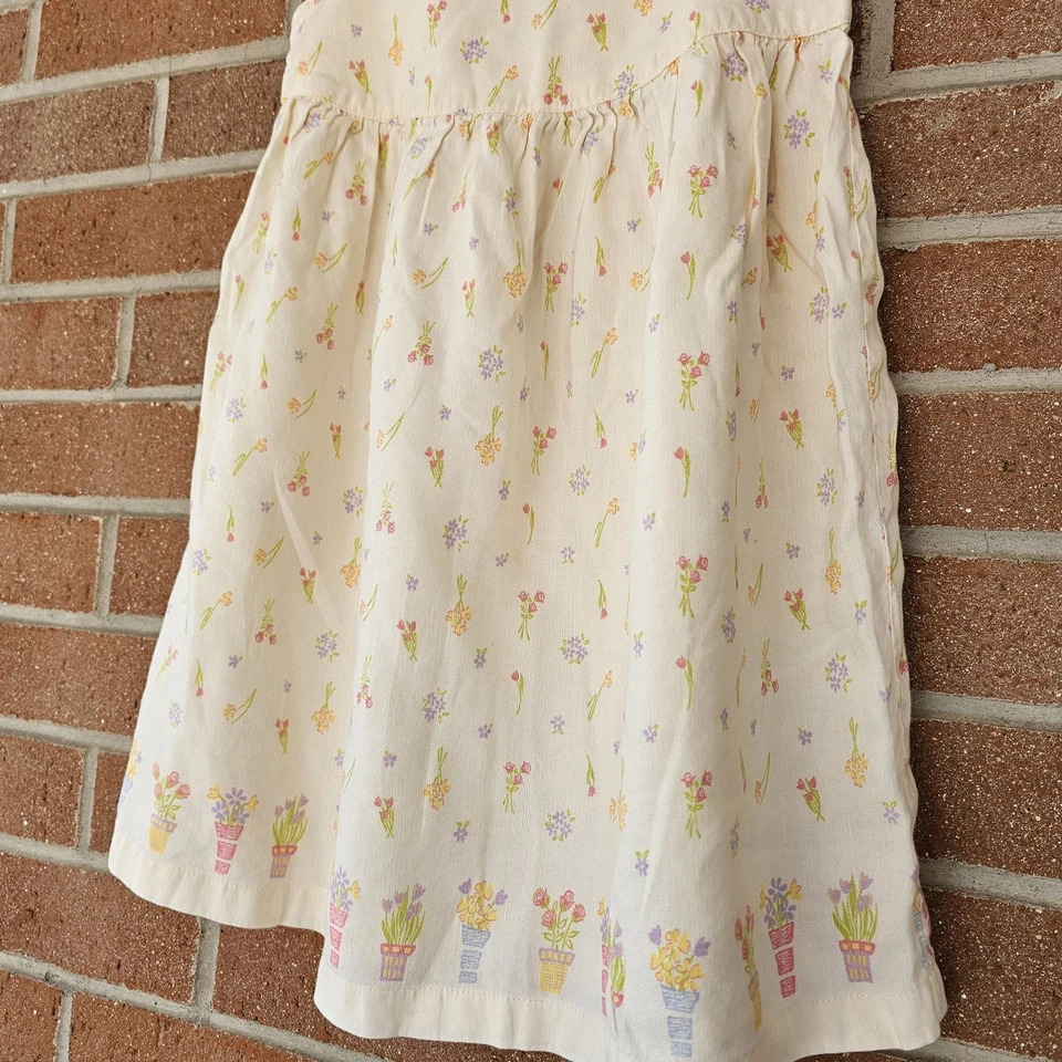 Vestido Floral De Colección Gymboree Maceta Mezcla Lino Multicolor Arco Espalda LG 4-5 Años Foto 3 de 4