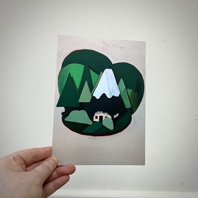 Original Artwork Postcard Print Inky Cap Mushroom House Whimsical Decor Print