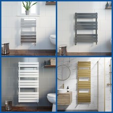 Designer Flat Panel Heated Bathroom Towel Rail Radiator Chrome White Anthracite