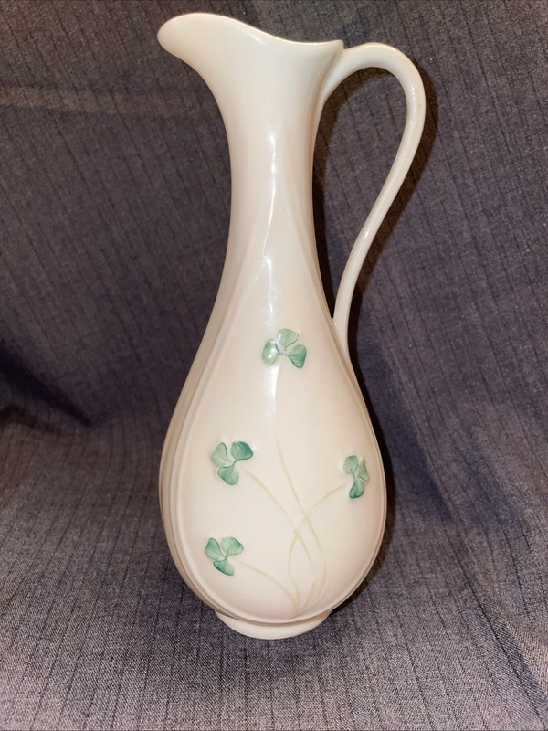 Vtg st Patrick’s  Belleek Ireland Porcelain 6th Mark 1980-1996   Pitcher Vase