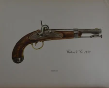 Antique Flintlock Gun Pistol Art Print Waters & Co 1849 Limited Edition 1955