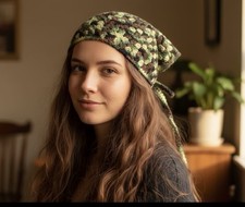 Granny Stitch Crochet Bandana | Handmade Boho Head Scarf