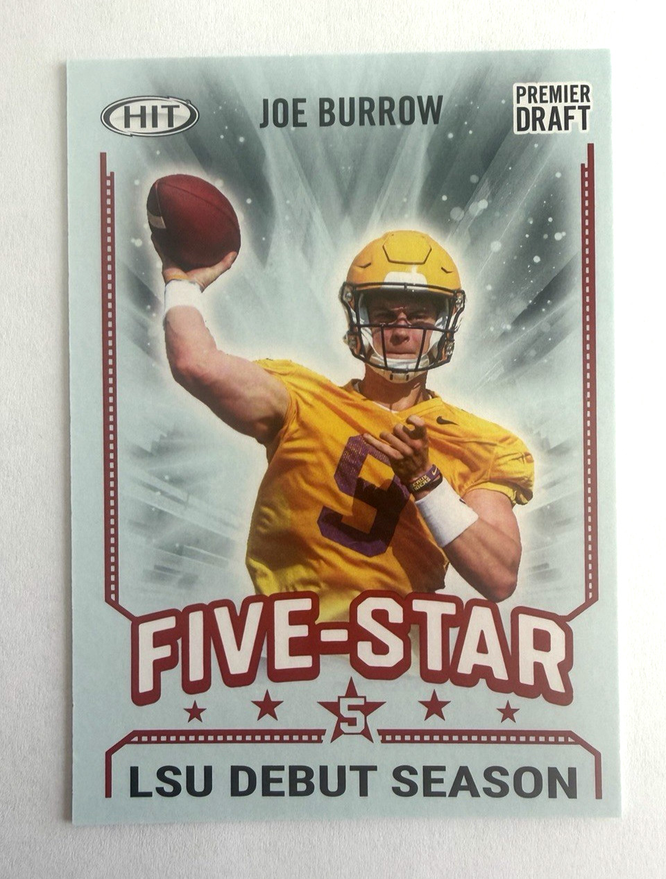 2020 Sage Hit Five-Star LSU Debut Season Joe Burrow #91 Red Premier Draft RC