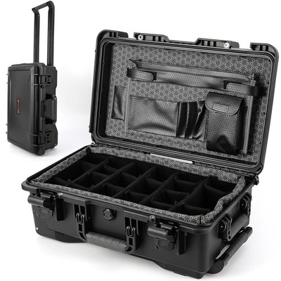 Heavy Duty Waterproof Camera Case for Travel with Padded Dividers, Wheels