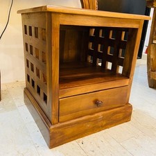 Comodino in legno teak stile etnico arte povera