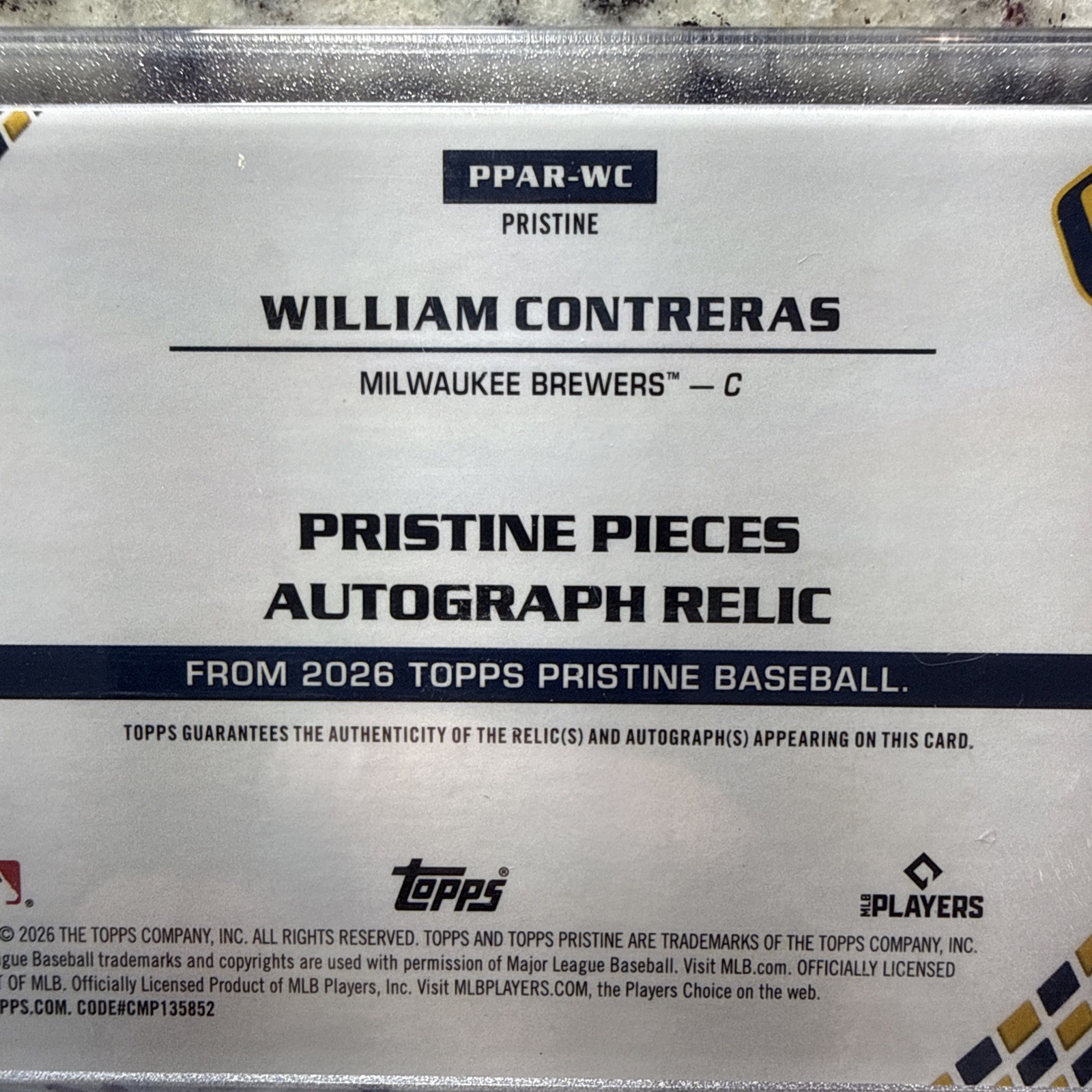 2026 Topps Pristine William Contreras Pristine Pieces Auto Relic /5! Sick Patch! view 14