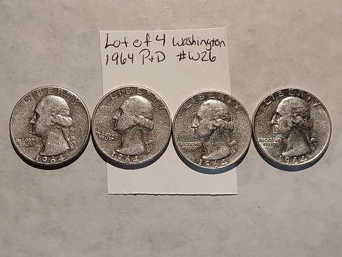 1964 P And D 90% Silver Quarters XF Lot Of 4 $1 Face. W26