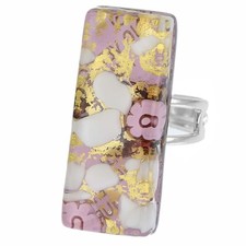 GlassOfVenice Murano Glass Venetian Reflections Rectangular Adjustable Ring - Pu