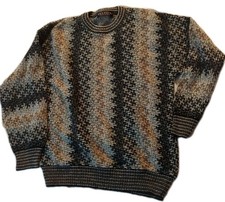 Vintage BRANDINI Sweater Soft Wool Blend Made In Italy Geometric Mens MED Comfo