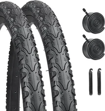 26 Inch Bike Tires Replacement Kits 2 Pack, HUIOK 26x1.75, 26x1.75-black 
