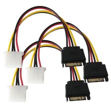 3 PCS 8 inch SATA 15-Pin Male to Molex LP4 Female Power Cable Adapter Computer