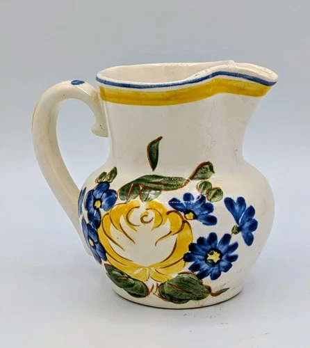 Red Wing Pottery Hand Painted Floral Mini Pitcher 3.5" USA Vintage Rose Design