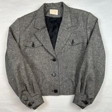 Vintage Pendleton Blazer Bomber Jacket Sz 10 Gray Woolen Mills Virgin Wool USA