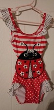 Vintage Ladybug Baby Toddler One Piece Swimsuit Size 2T Ruffles Baby Buns